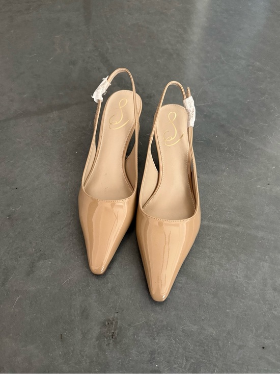 Sam Edelman Shoes - Sam Edelman Nude Patent Leather Pointed Toe Slingback Heels